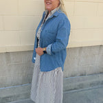 [Dear John] Galina Osalina Denim Button Down Shirt - The Pink Pineapple 850