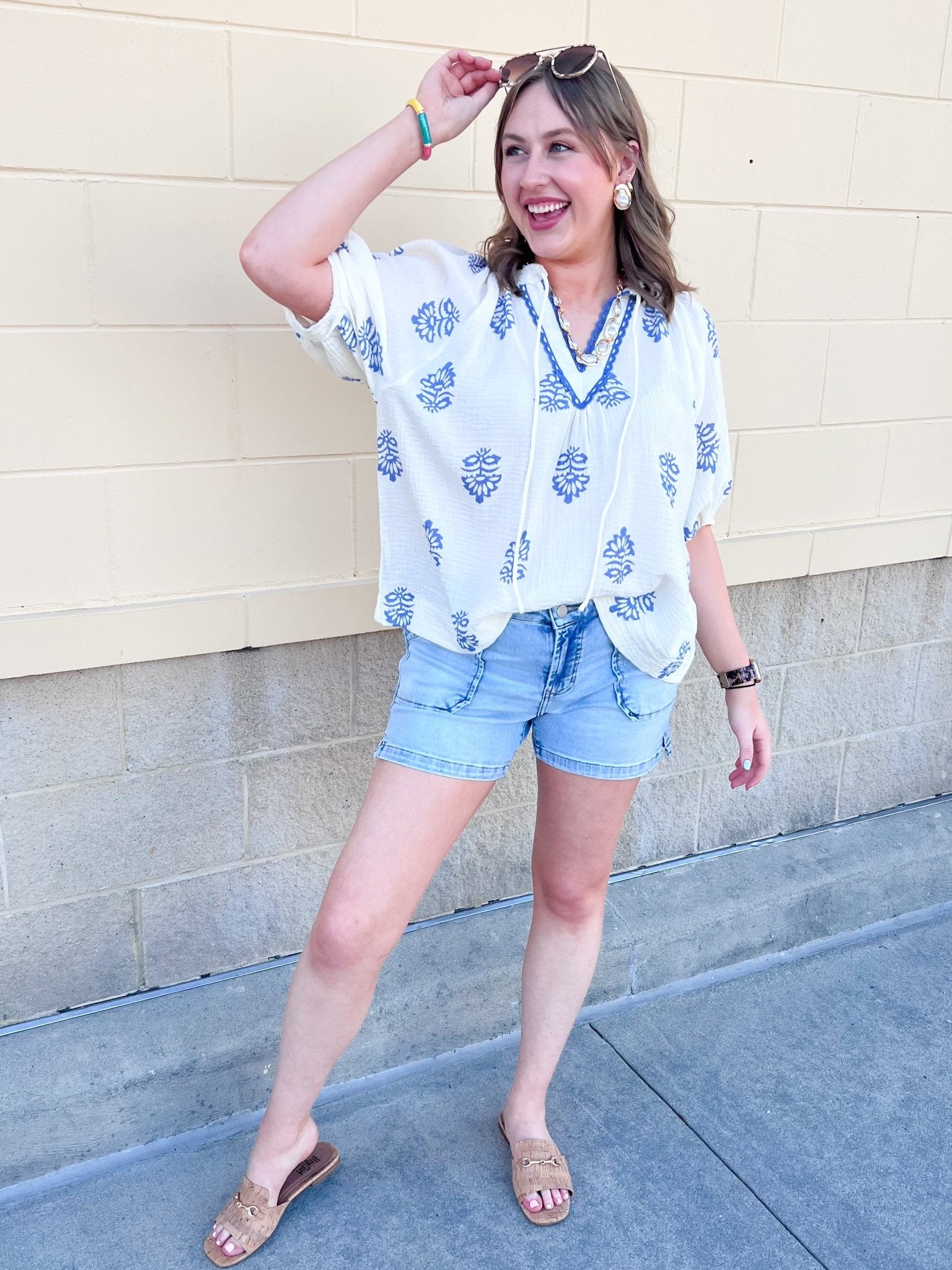 [Dear John] High Rise Julian Shorts in French Cloud - The Pink Pineapple 850