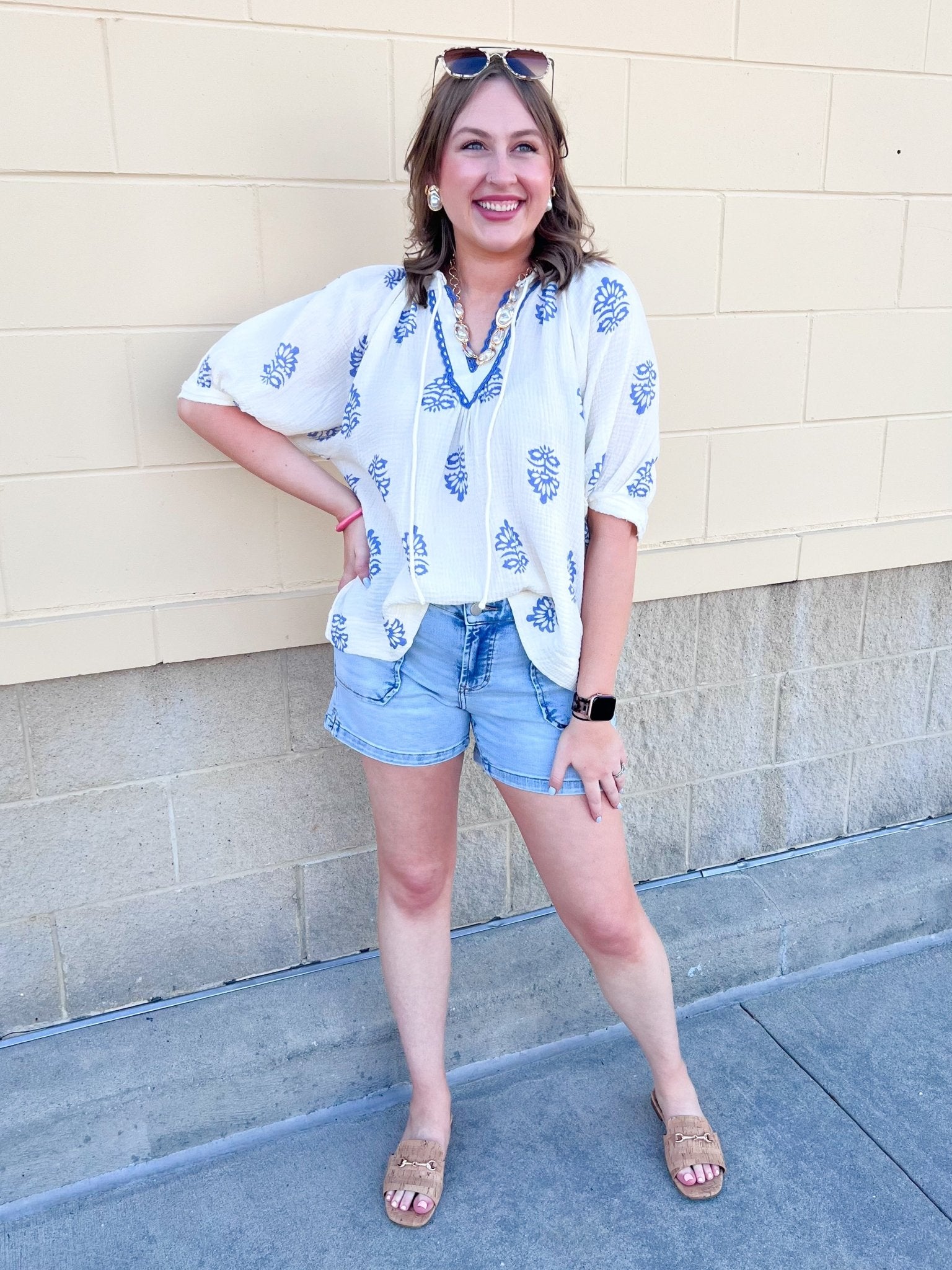 [Dear John] High Rise Julian Shorts in French Cloud - The Pink Pineapple 850