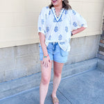 [Dear John] High Rise Julian Shorts in French Cloud - The Pink Pineapple 850