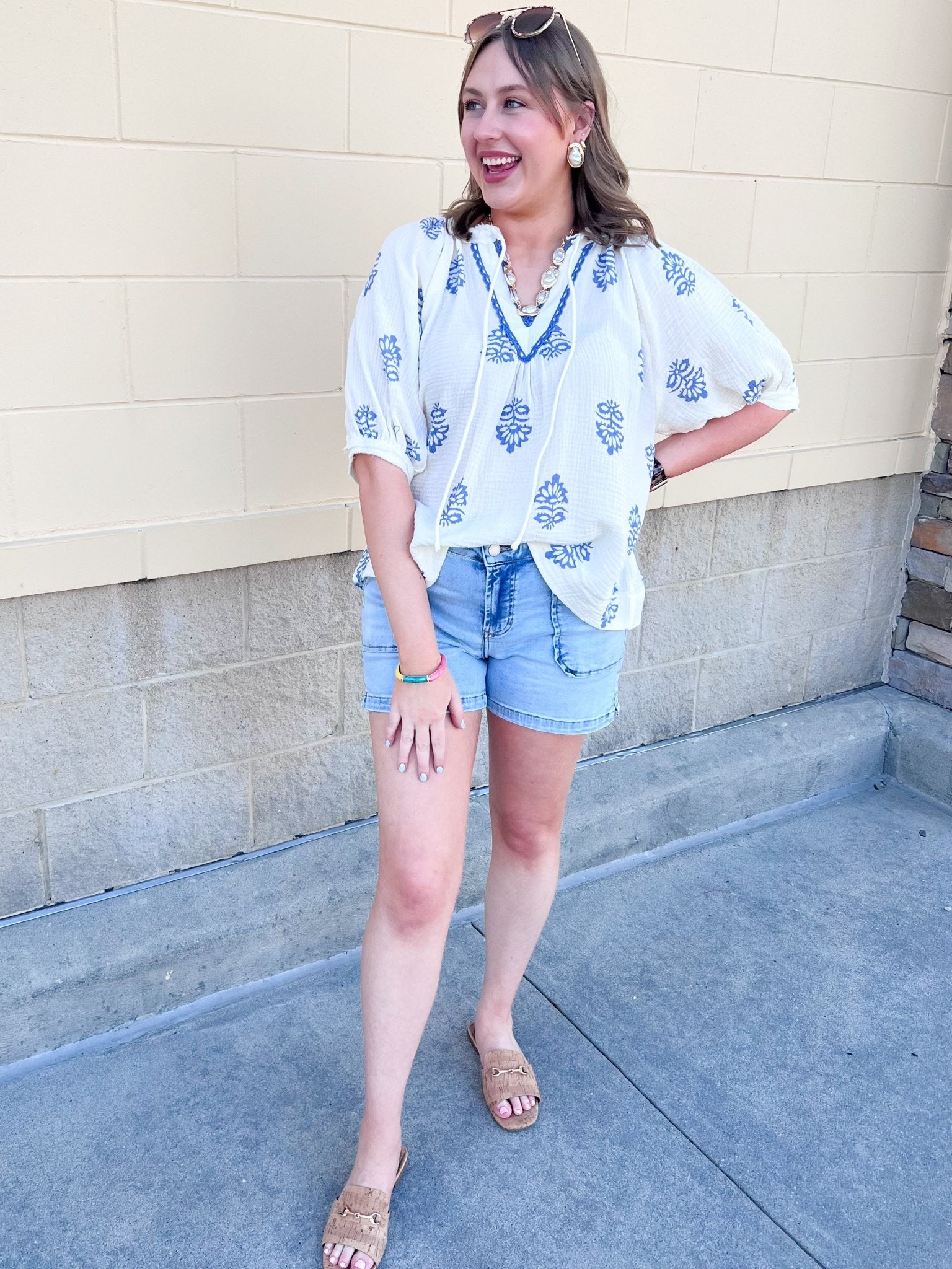 [Dear John] High Rise Julian Shorts in French Cloud - The Pink Pineapple 850