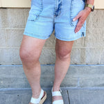 [Dear John] High Rise Julian Shorts in French Cloud - The Pink Pineapple 850