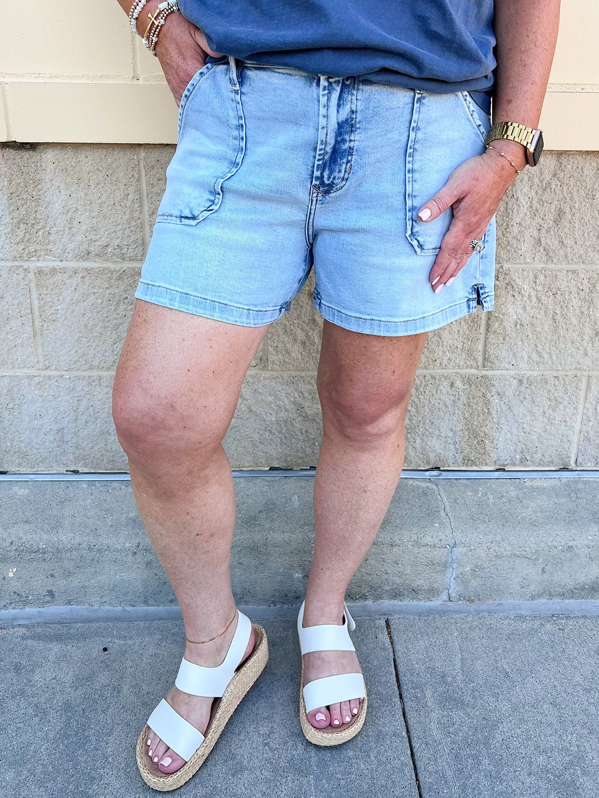 [Dear John] High Rise Julian Shorts in French Cloud - The Pink Pineapple 850