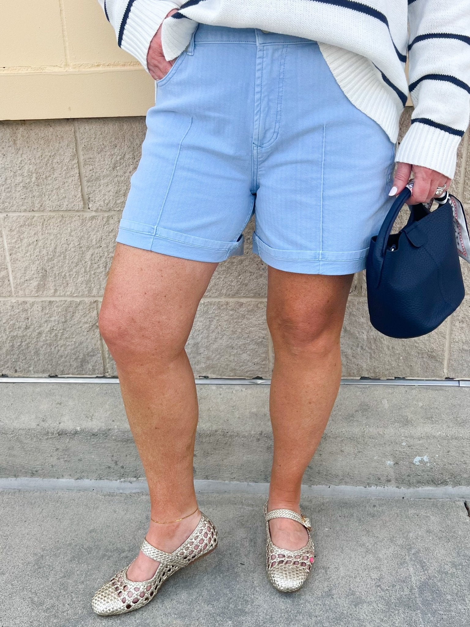 [Dear John] High Rise Julian Shorts in Skyway - The Pink Pineapple 850