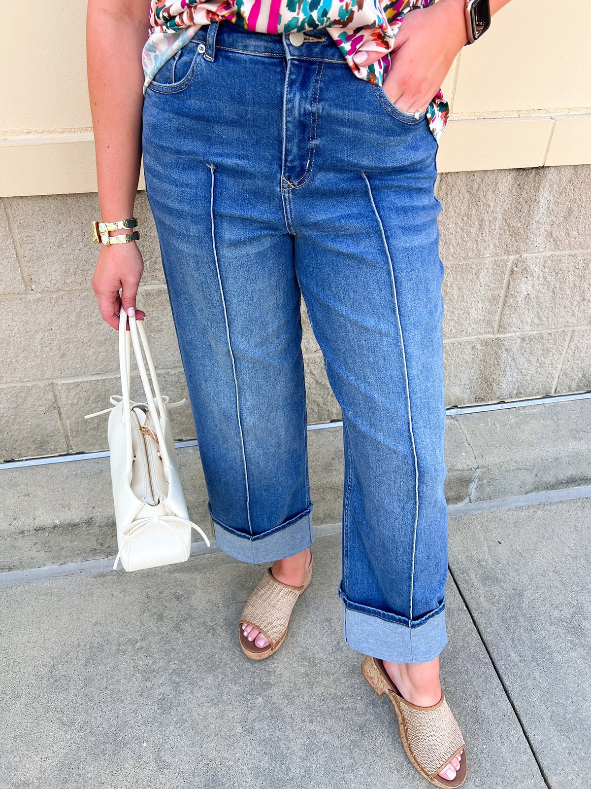 [Dear John] Holly Straight Leg Cuffed Jeans in Natal - The Pink Pineapple 850