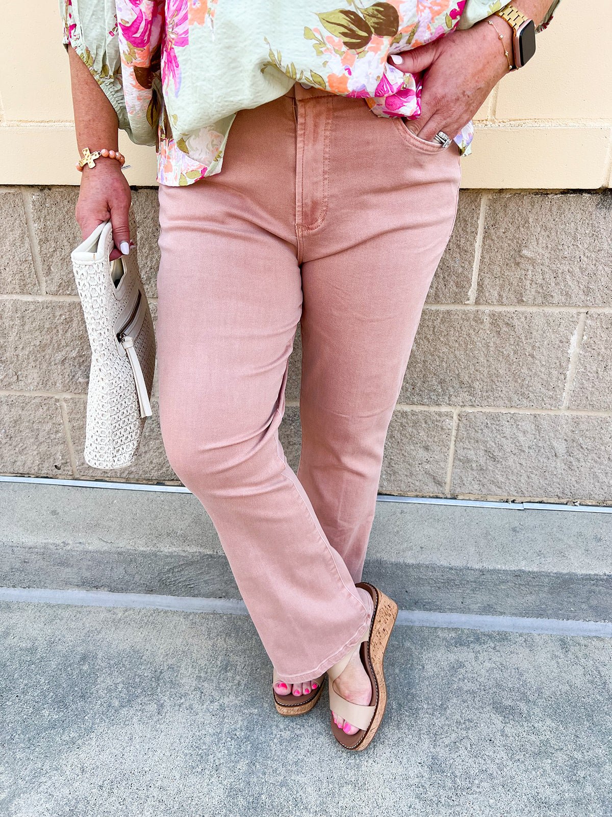 [Dear John] Jeanne Mid - Rise Bootcut Jeans in Tuscany Pink - The Pink Pineapple 850