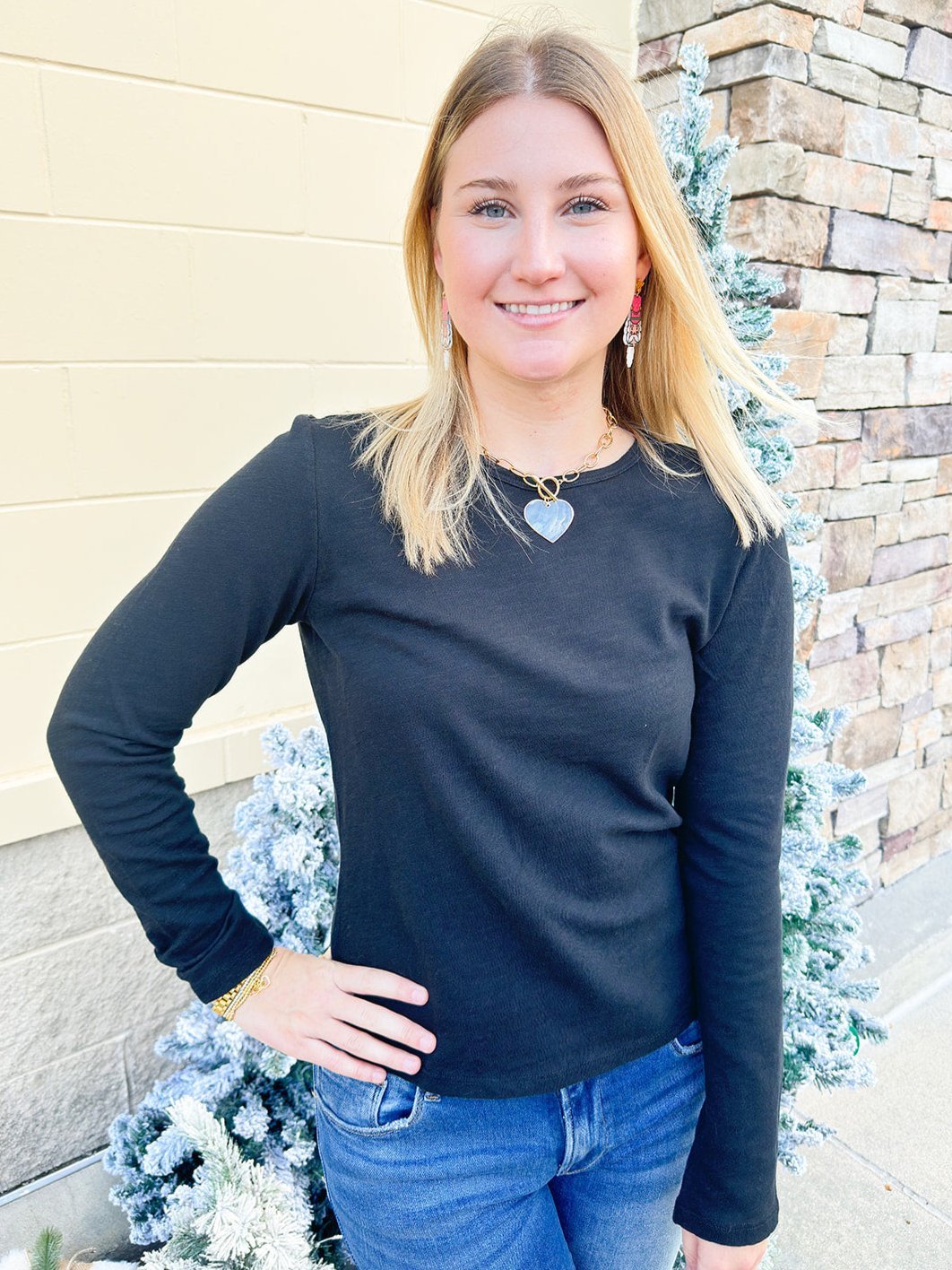 Dear John Nina Long Sleeve Top in Black - The Pink Pineapple 850