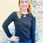 Dear John Nina Long Sleeve Top in Black - The Pink Pineapple 850