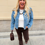 [Dear John] Roselyn Monocloud Frayed Hem Denim Jacket - The Pink Pineapple 850