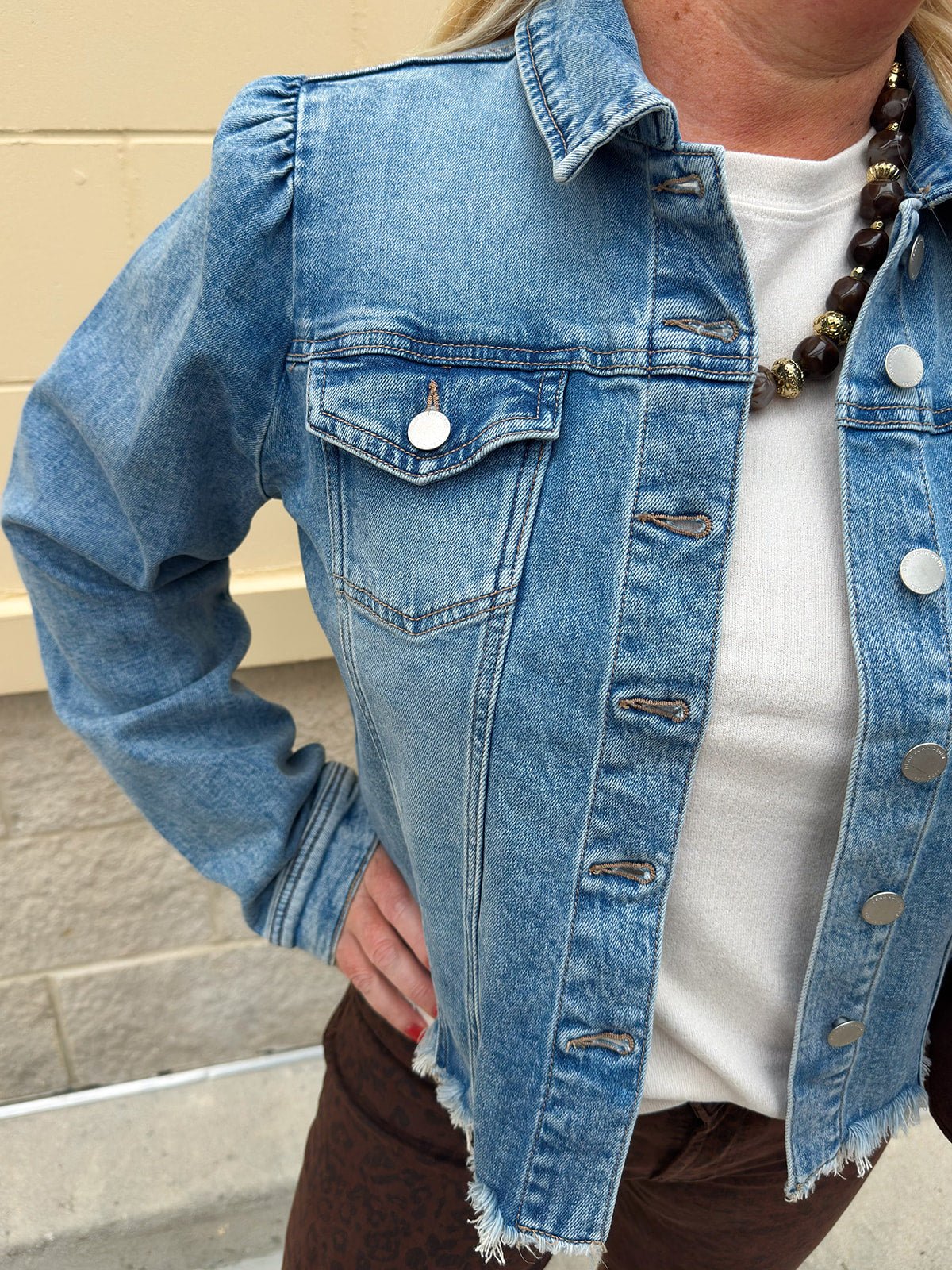 [Dear John] Roselyn Monocloud Frayed Hem Denim Jacket - The Pink Pineapple 850