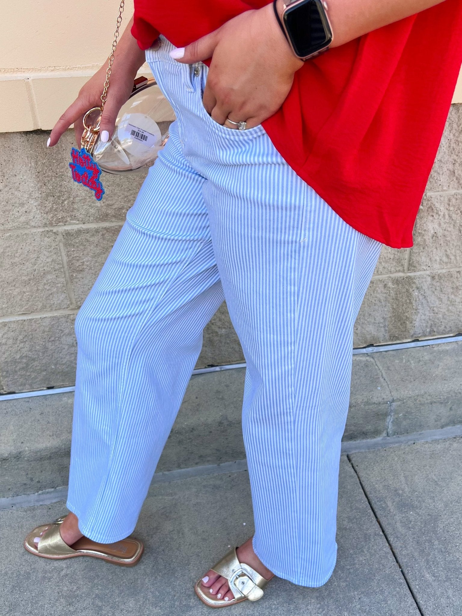 [Dear John] Taylor Mid Rise Straight Jeans in Skyway Stripe - The Pink Pineapple 850