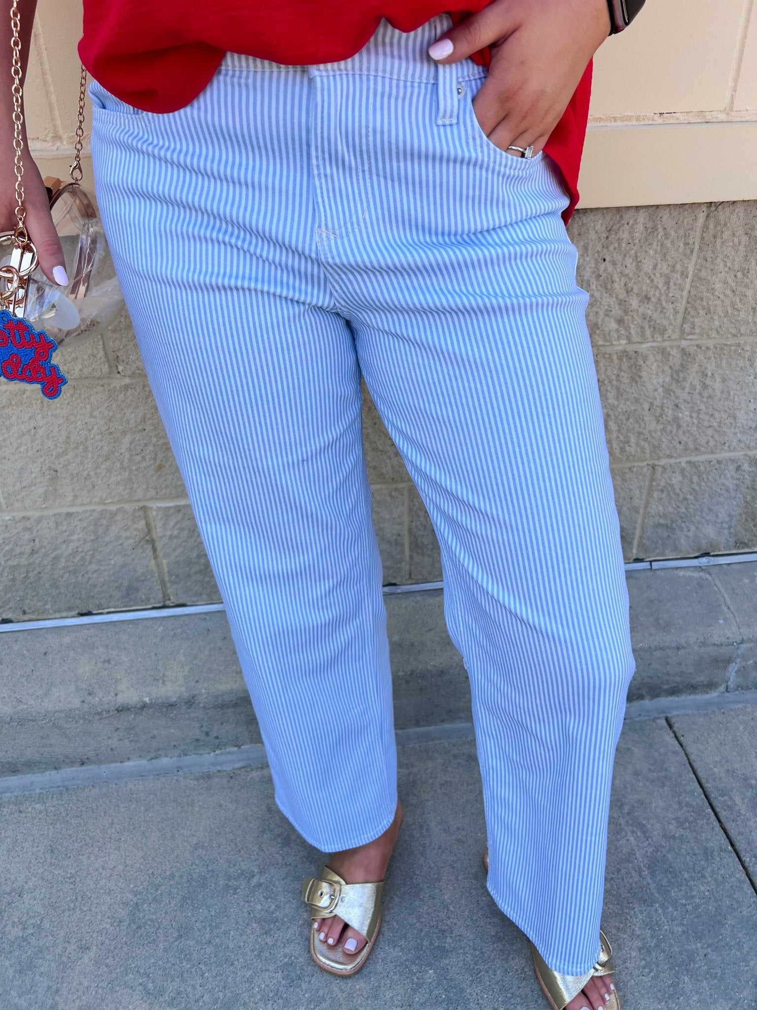 [Dear John] Taylor Mid Rise Straight Jeans in Skyway Stripe - The Pink Pineapple 850