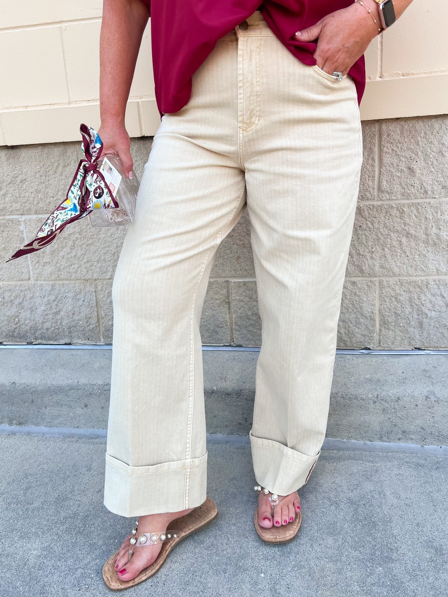 [Dear John] Taylor Novelty Straight Leg Jeans in Sand Stripe - The Pink Pineapple 850