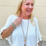 Debbie Pendant Necklace with Tassel in Champagne - The Pink Pineapple 850
