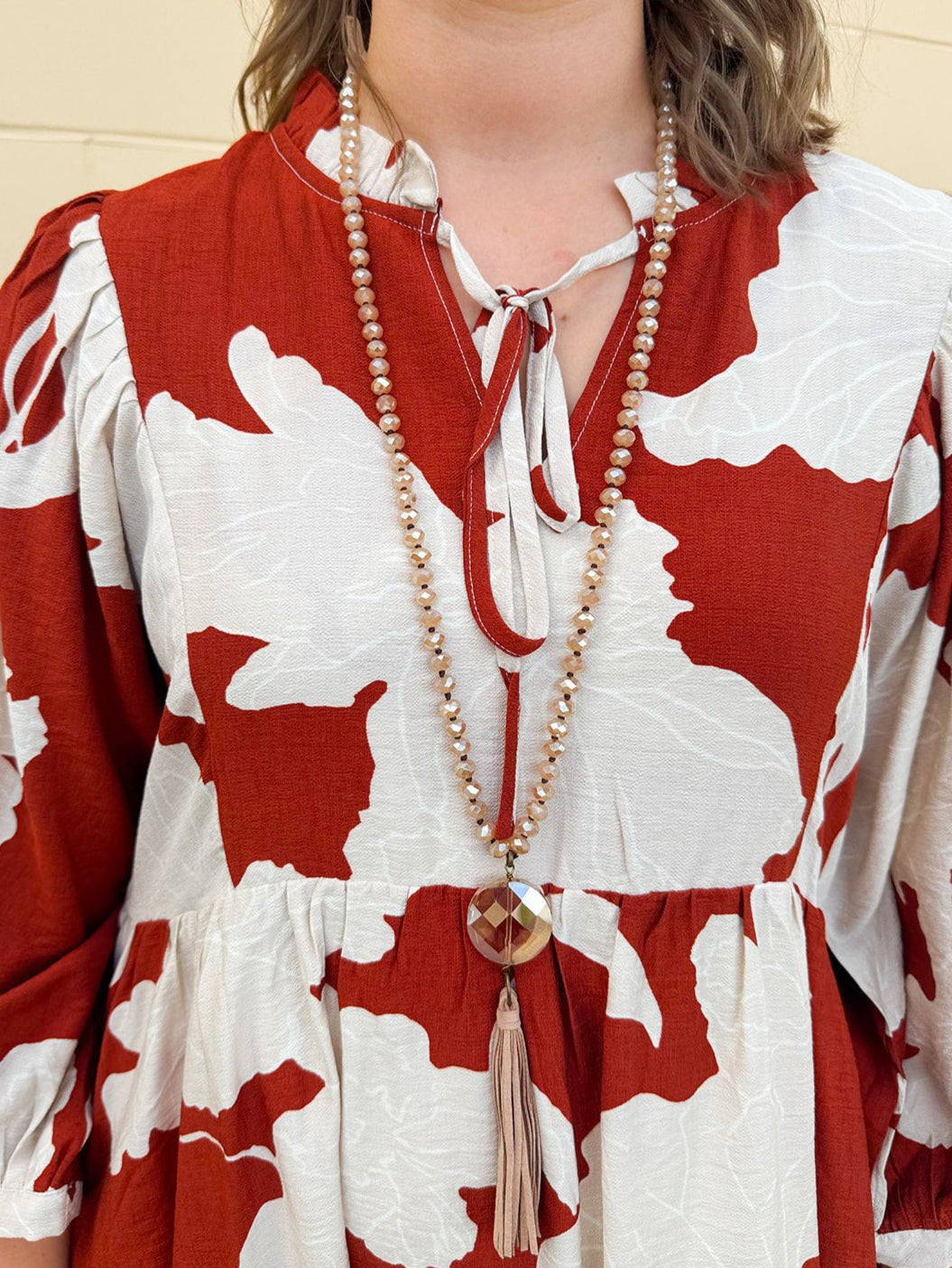 Debbie Pendant Necklace with Tassel in Champagne - The Pink Pineapple 850