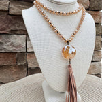 Debbie Pendant Necklace with Tassel in Champagne - The Pink Pineapple 850