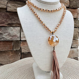Debbie Pendant Necklace with Tassel in Champagne - The Pink Pineapple 850