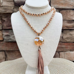 Debbie Pendant Necklace with Tassel in Champagne - The Pink Pineapple 850