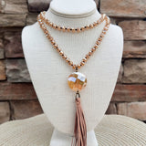 Debbie Pendant Necklace with Tassel in Champagne - The Pink Pineapple 850