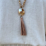 Debbie Pendant Necklace with Tassel in Champagne - The Pink Pineapple 850