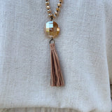 Debbie Pendant Necklace with Tassel in Champagne - The Pink Pineapple 850