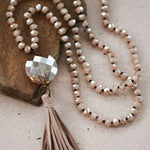 Debbie Pendant Necklace with Tassel in Champagne - The Pink Pineapple 850
