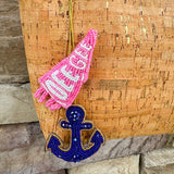 Delta Gamma Beaded Bag Charm - The Pink Pineapple 850