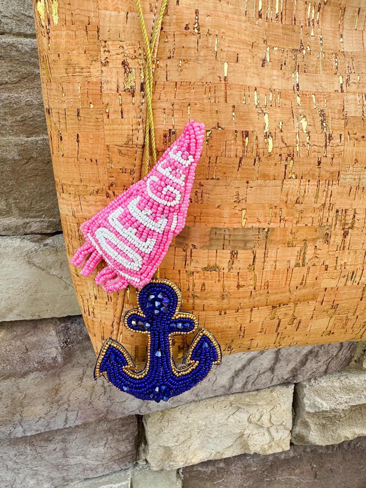 Delta Gamma Beaded Bag Charm - The Pink Pineapple 850