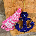 Delta Gamma Beaded Bag Charm - The Pink Pineapple 850
