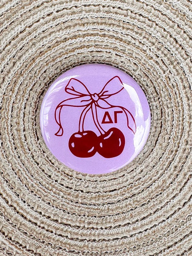 Delta Gamma Cherry Button Pin - The Pink Pineapple 850