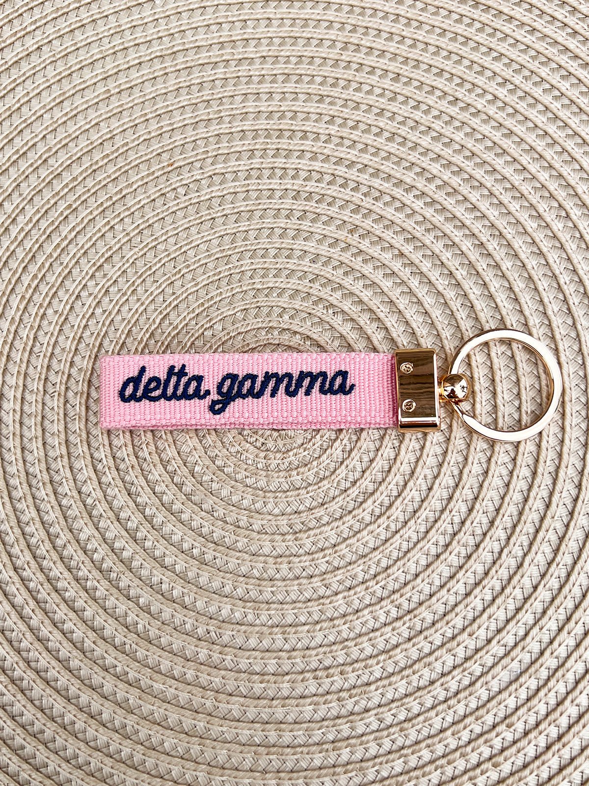Delta Gamma Embroidered Keychain - The Pink Pineapple 850