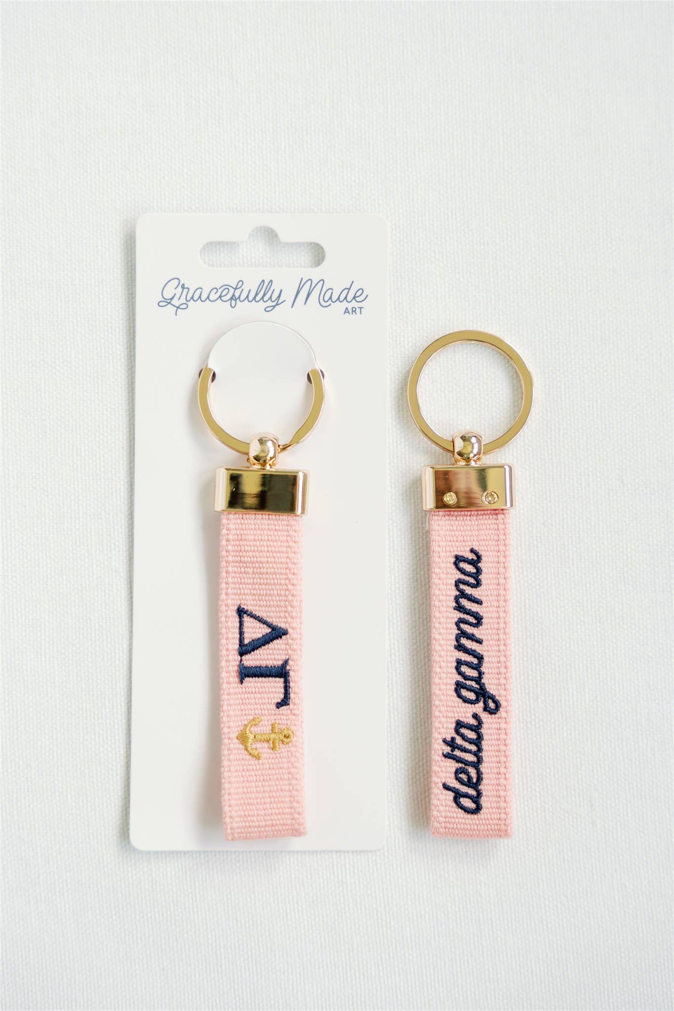 Delta Gamma Embroidered Keychain - The Pink Pineapple 850