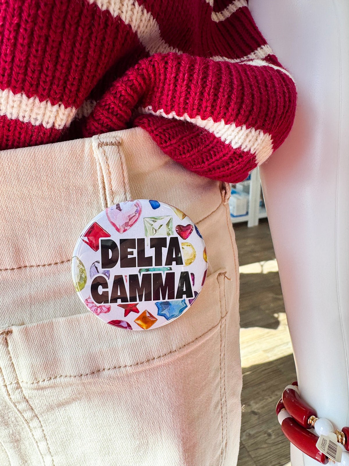 Delta Gamma Gemstone Button Pin - The Pink Pineapple 850