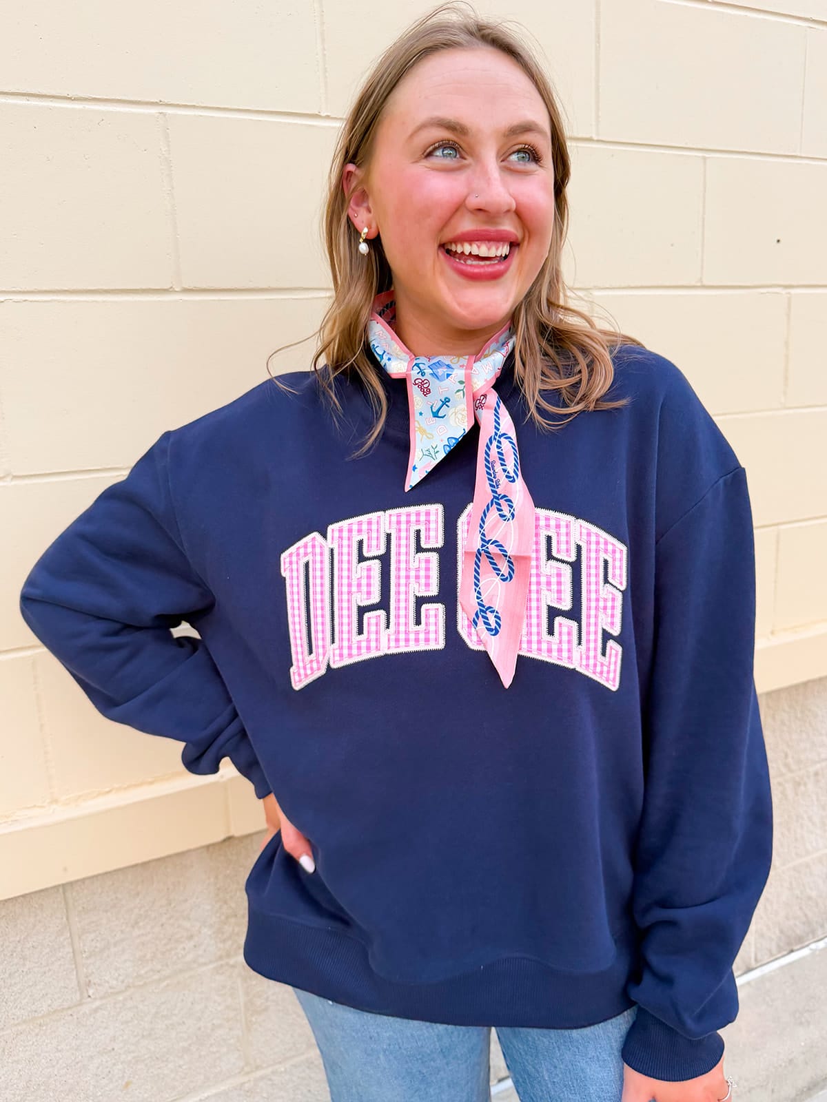 Delta Gamma Mock Neck Sweatshirt - The Pink Pineapple 850
