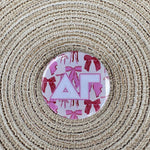 Delta Gamma Pink Bow Button Pin - The Pink Pineapple 850