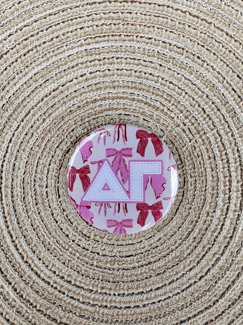Delta Gamma Pink Bow Button Pin - The Pink Pineapple 850
