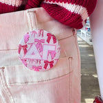 Delta Gamma Pink Bow Button Pin - The Pink Pineapple 850