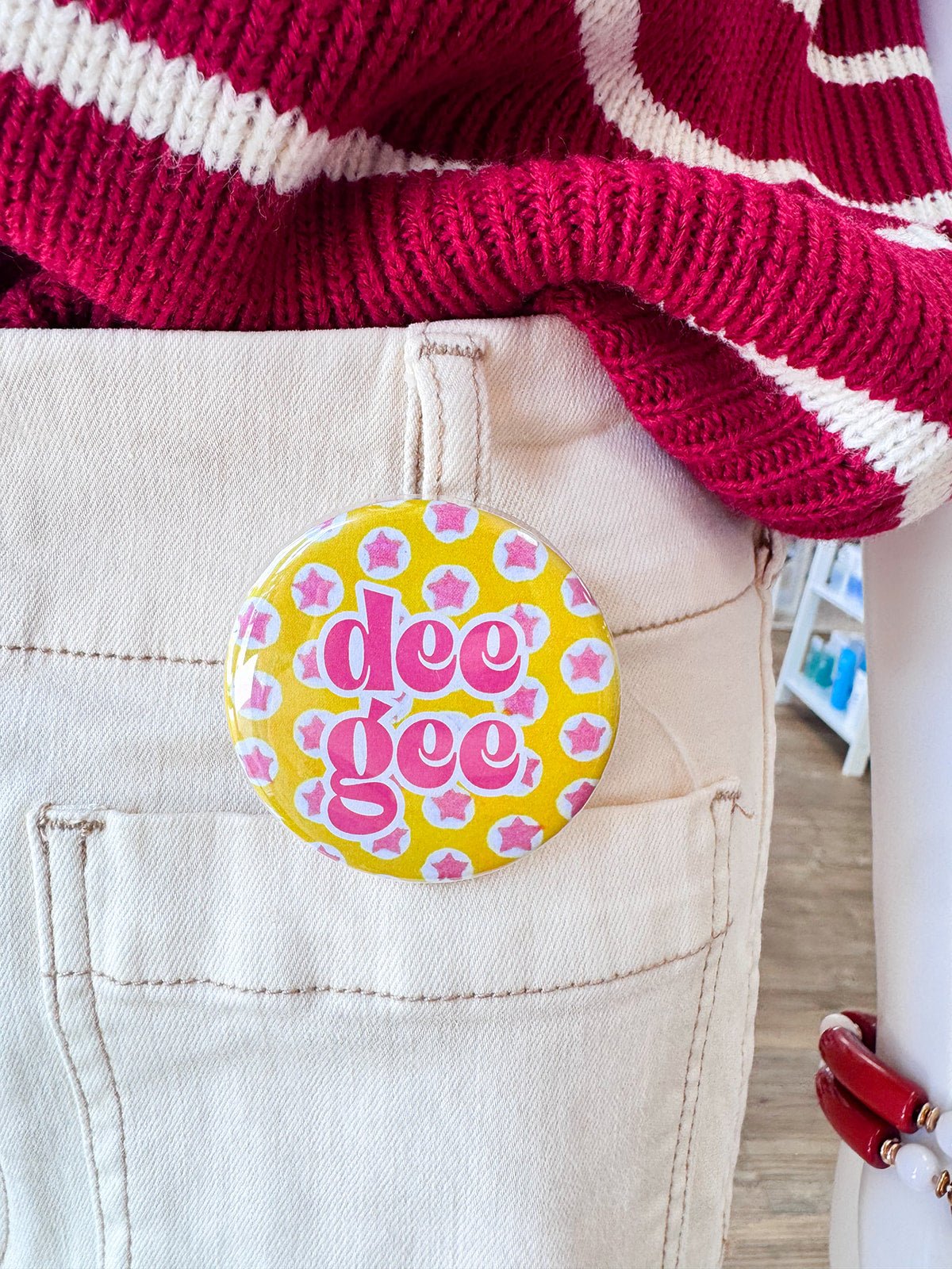 Delta Gamma Pink Stars Button Pin - The Pink Pineapple 850