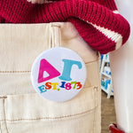 Delta Gamma Rainbow Bubble Letters Button Pin - The Pink Pineapple 850