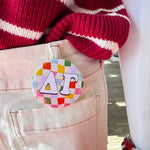 Delta Gamma Rainbow Checkered Button Pin - The Pink Pineapple 850