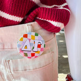 Delta Gamma Rainbow Checkered Button Pin - The Pink Pineapple 850