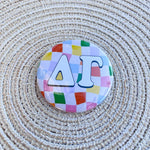 Delta Gamma Rainbow Checkered Button Pin - The Pink Pineapple 850