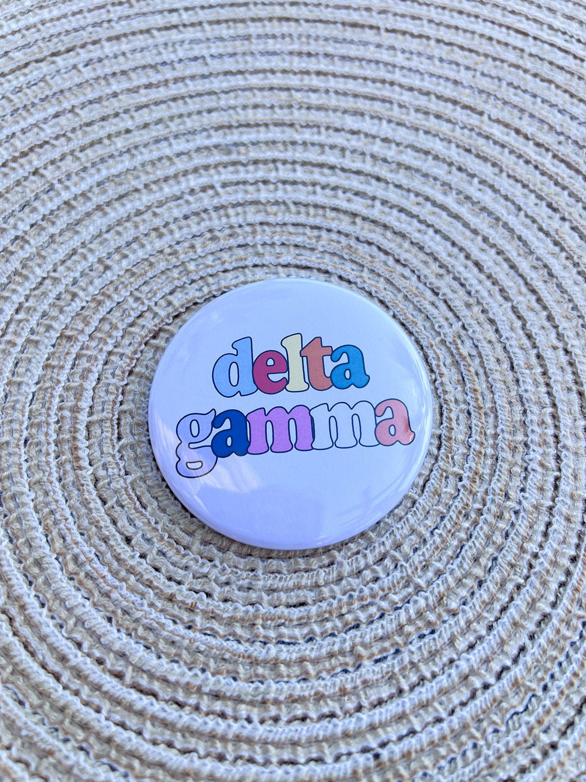Delta Gamma Retro Rainbow Button Pin - The Pink Pineapple 850