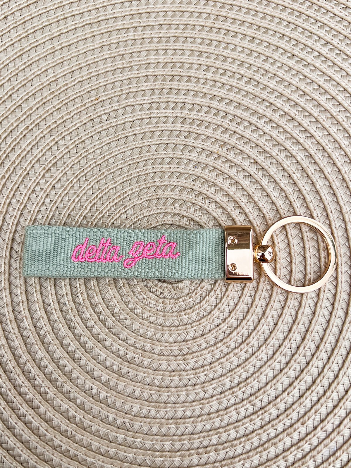 Delta Zeta Embroidered Keychain - The Pink Pineapple 850