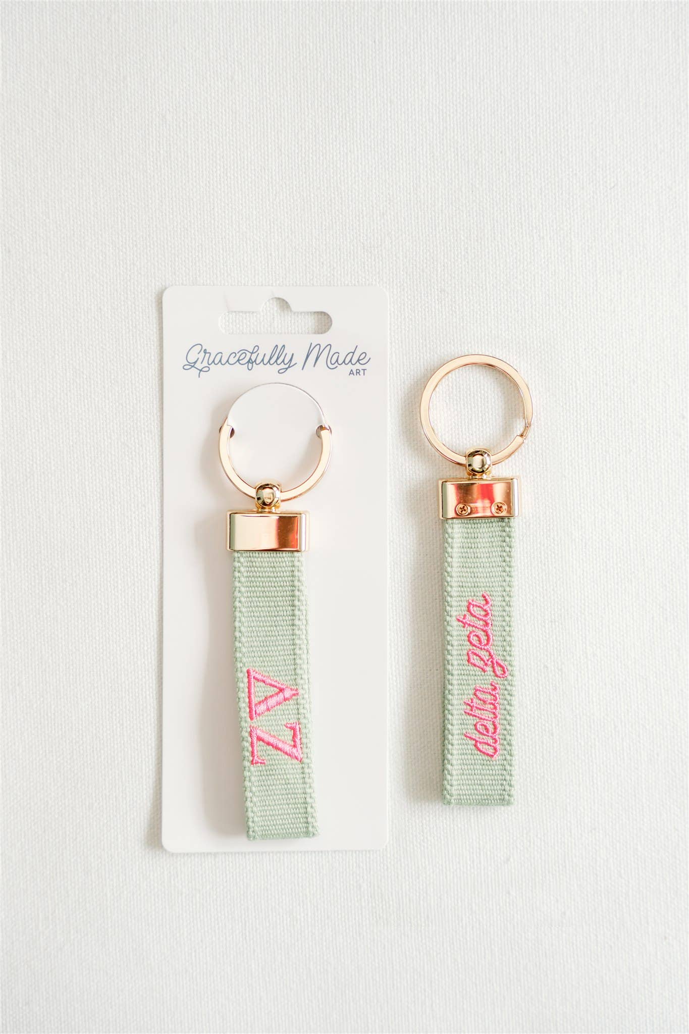 Delta Zeta Embroidered Keychain - The Pink Pineapple 850