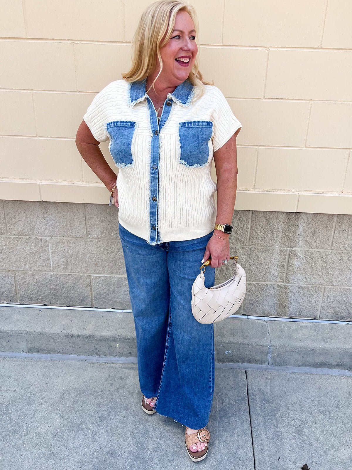 Denim Days Knit Top - The Pink Pineapple 850