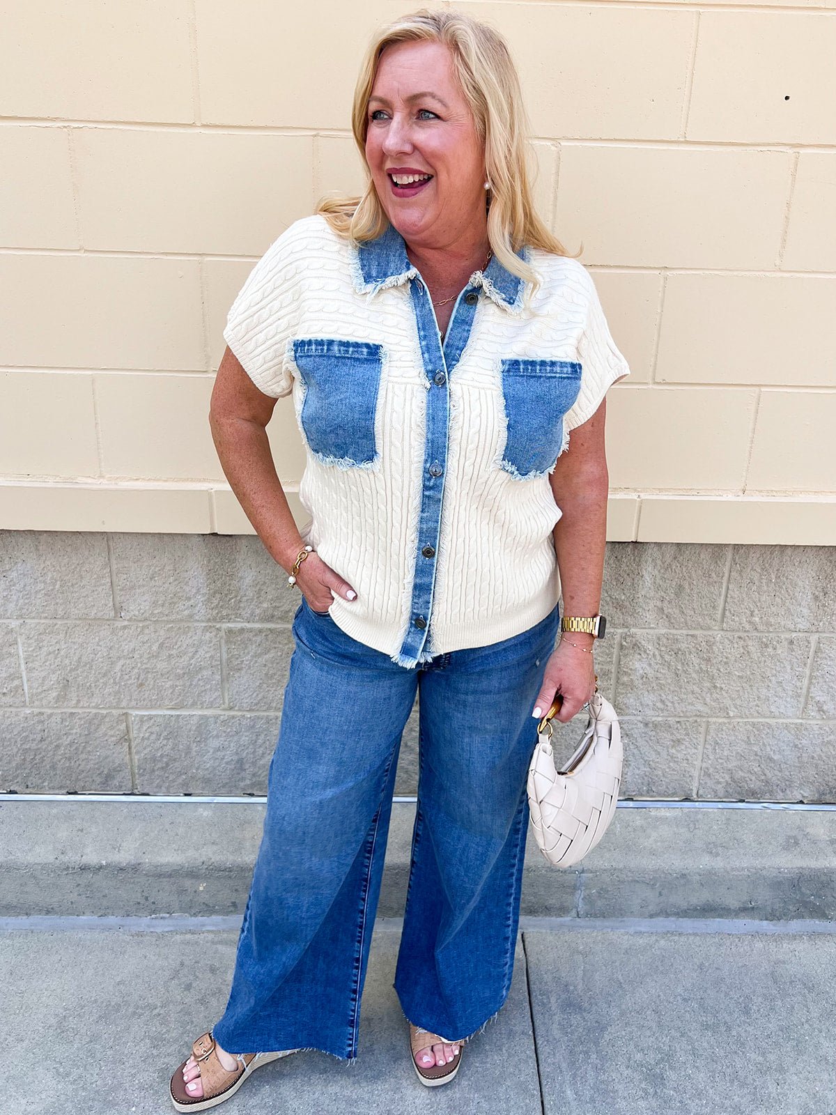 Denim Days Knit Top - The Pink Pineapple 850