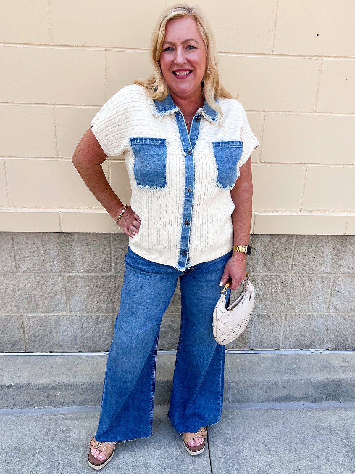 Denim Days Knit Top - The Pink Pineapple 850