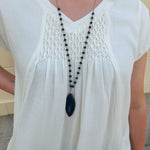 Dianna Precious Stone Pendant Necklace in Black - The Pink Pineapple 850