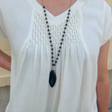 Dianna Precious Stone Pendant Necklace in Black - The Pink Pineapple 850